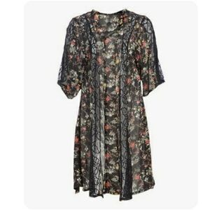 Sam Edelman Chiffon Lace Floral Robe Size Small